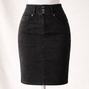 One5One Black Denim Pencil Skirt | High Waist | Size M | Stretch | NWT